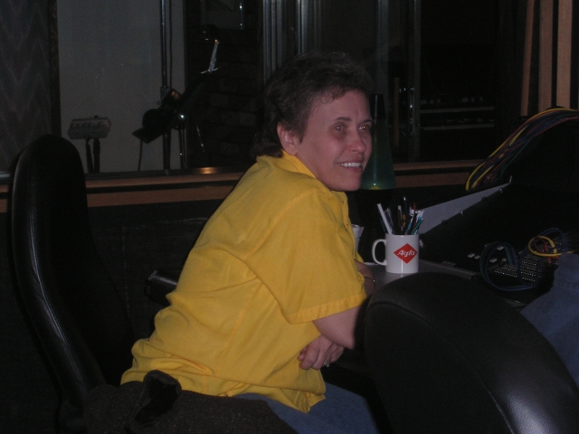 Sharon at recording ,at Bates Bro.