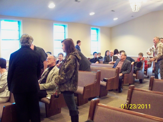 The congregation of Lakeview Baptist Church getting ready for services on January 23, 2011