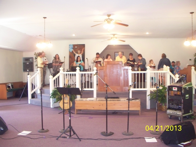 The choir did several songs before the singing started at Little Vine Baptist in Empire, AL 