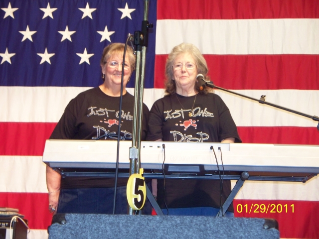 Carol Hutto and Christine Dotson of The Doston Family getting ready to sing at Tannehill Opry on January 29, 2011